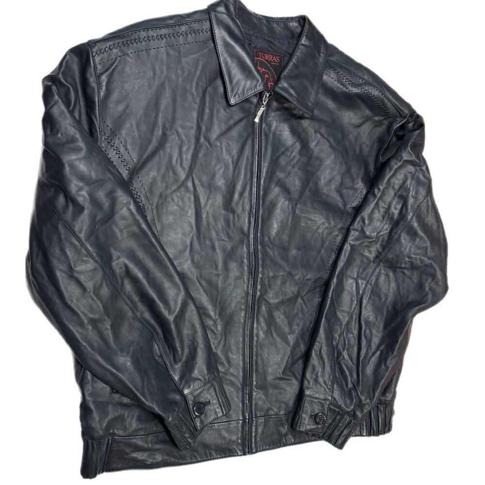 Torras Blue Leather Jacket Size 48